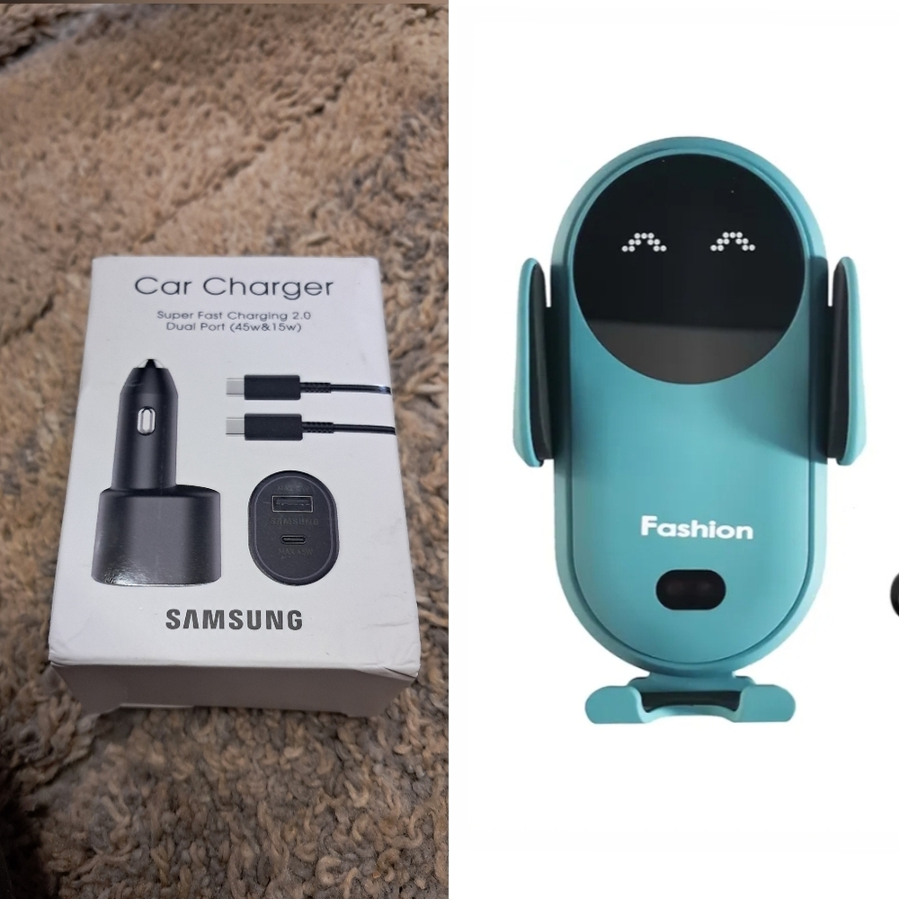 Samsung Super Fast Car Charger & Smart Sensor Car Wireless Charger